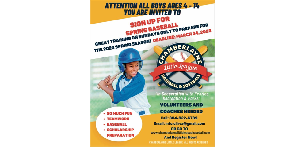 Spring Baseball Registration now available! 